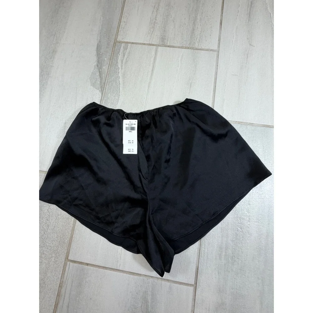 Abercrombie & Fitch Women Black Satin Sleep Shorts Elastic Waist Small NWT